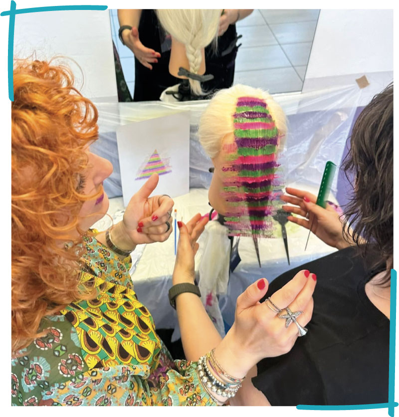Bruna Viola hair colorist during formation courses