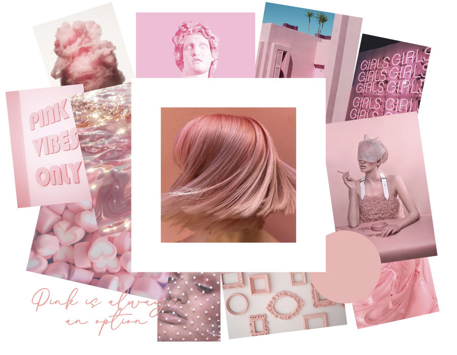 moodboard of Bruna Viola a collage of picture pink
