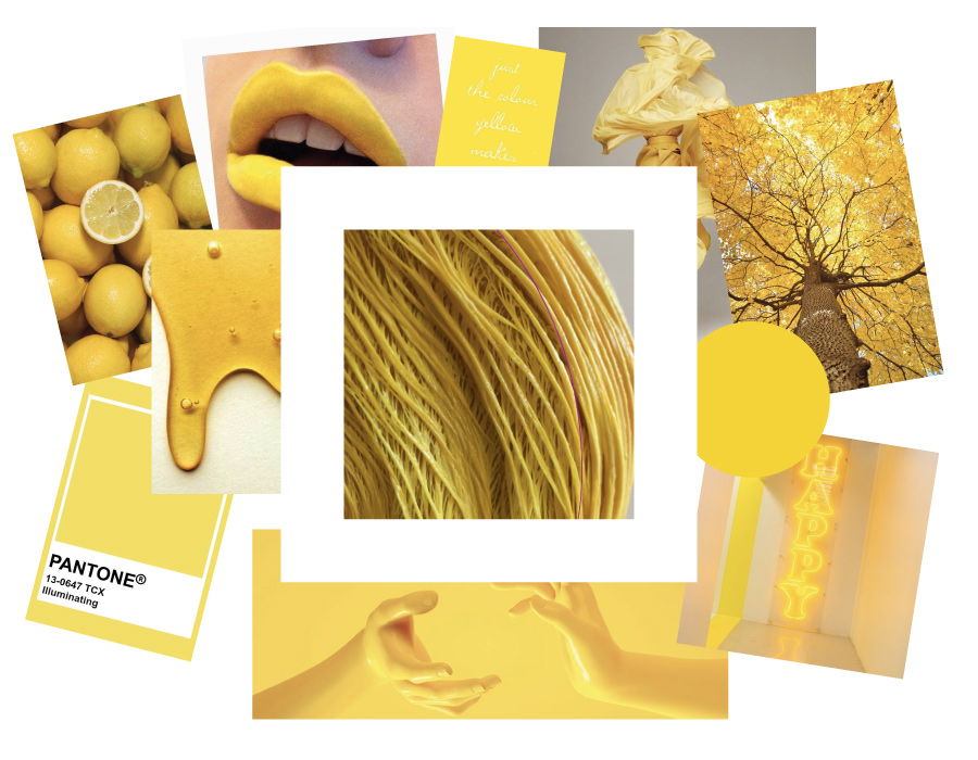 moodboard of Bruna Viola a collage of picture in color yellow
