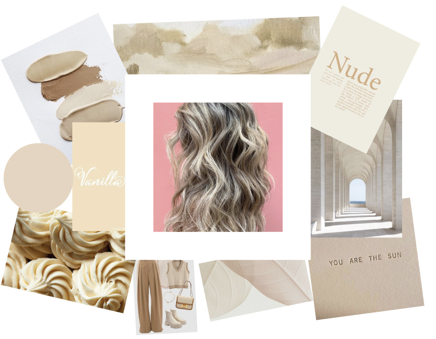 moodboard of Bruna Viola a collage of picture in color nude